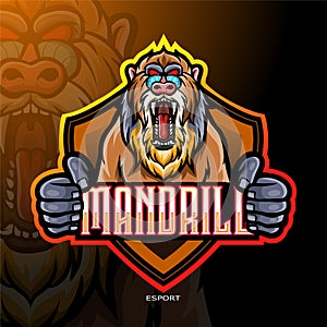 Angry Mandrill esport logo mascot design