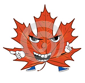 Angry mapple leaf cartoon