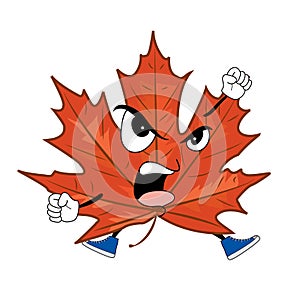 Angry mapple leaf cartoon