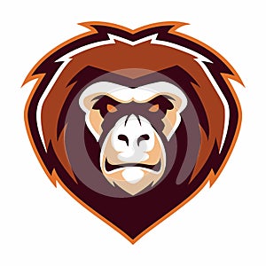 Angry monkey head logo, stylized