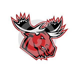 Angry Moose Head Side Mascot