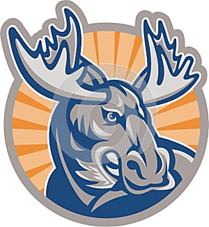 Angry Moose Mascot Retro