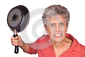 Angry mother and frying pan