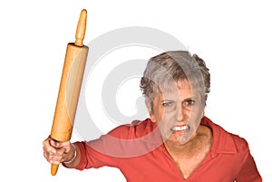 Angry mother and rolling pin