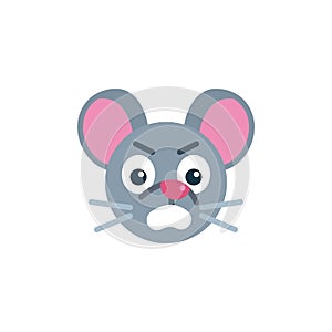 Angry mouse face emoji flat icon