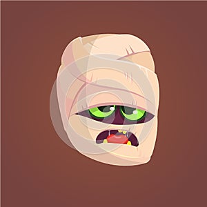 Angry Mummy Head Halloween Concept Icon. Vector illustration.