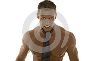 Angry muscular businessman