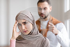 Angry Muslim Husband Shouting Threatening Wife At Home