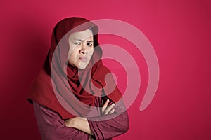 Angry Muslim Woman Looking at Camera