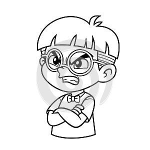 Angry Nerd Expression BW