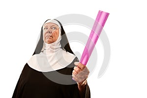 Angry Nun with Ruler