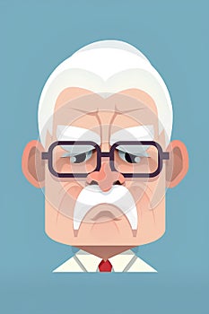 Angry old man with glasses. Vector illustration in cartoon style.
