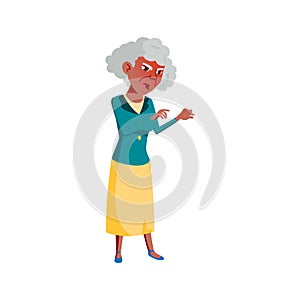 angry old woman shouting at kids in garden cartoon vector