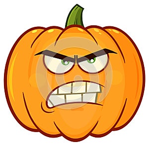 Angry Orange Pumpkin Vegetables Cartoon Emoji Face Character With Grumpy Expression