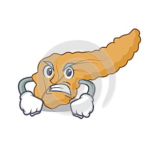 Angry pancreas mascot cartoon style