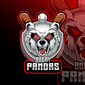 Angry Pandas Baseball Animal Team Badge