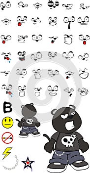 Angry panther cartoon expressions set