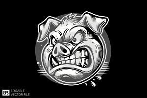 Angry Pig Head Vector Illustration