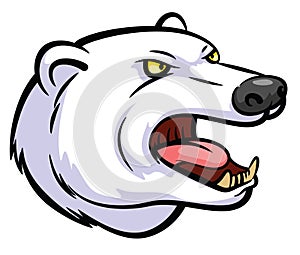 Angry Polar Bear Head Black And White Illustration Design