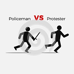 Angry policeman attack civil man