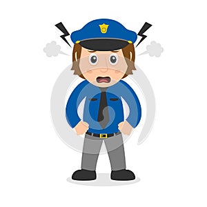 Angry Policewoman Cartoon Character