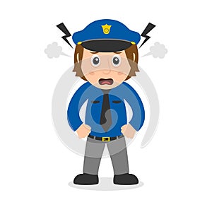 Angry Policewoman Cartoon Character photo
