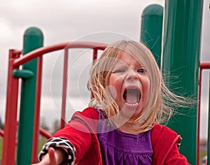 Angry Preschool Girl on Playground