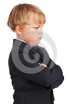 Angry preschooler boy photo