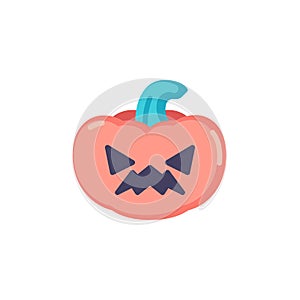 Angry pumpkin emoticon flat icon