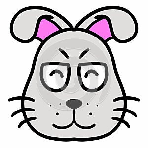 angry rabbit head cartoon icon illustration isolated design