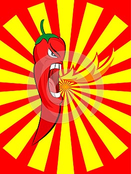 Angry red chili spurt fire