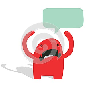 Angry Red Monster with Speech Bubble