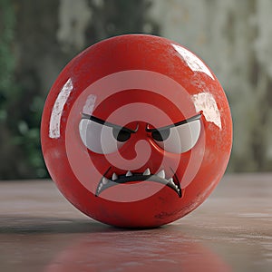 angry red smiley face on a light background