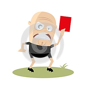 Angry referee showing red card