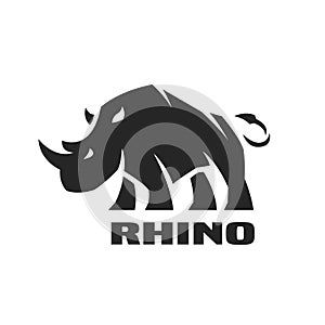 Angry rhino. Monochrome logo.