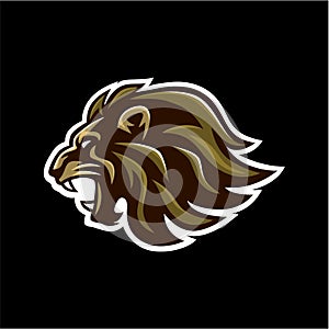 Angry Roaring Lion Head Black Background Vector Logo Design, Illustration