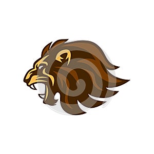 Angry Roaring Lion Head Vector Logo Design, Illustration