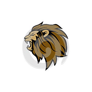 Angry Roaring Lion Head, Wildlife, Vector Logo Design, Illustration