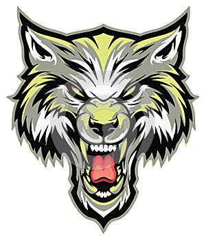 Angry roaring wolf head vector portrait.Wolf illustration template