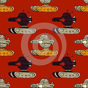 Angry robot tank seamless pattern