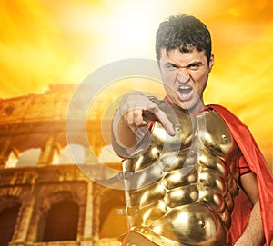 Angry roman legionary soldier