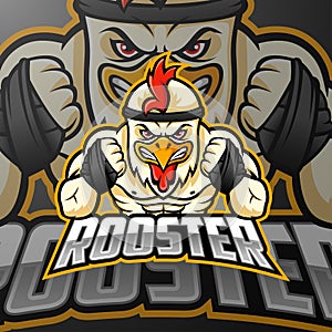 Angry Rooster mascot logo design