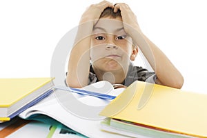 Angry schoolboy with learning difficulties.