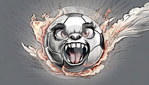 An angry, screaming, flaming soccer ball