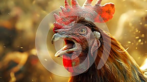 Angry screaming rooster