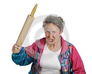 Angry Senior Lady with Rolling photo