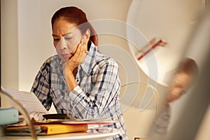 Angry Senior Woman Paying Bills And Filing Federal Tax Return