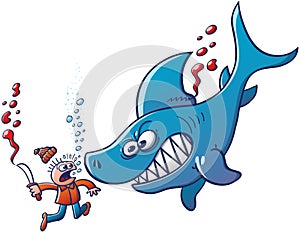 Angry Shark Fighting Back against Finner