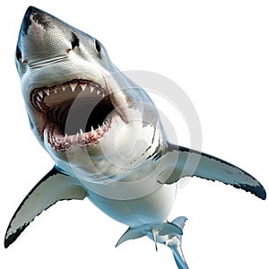 angry shark isolated on white background