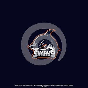 Angry shark mascot logo design vector with modern illustration concept style for badge, emblem and tshirt printing. angry shark